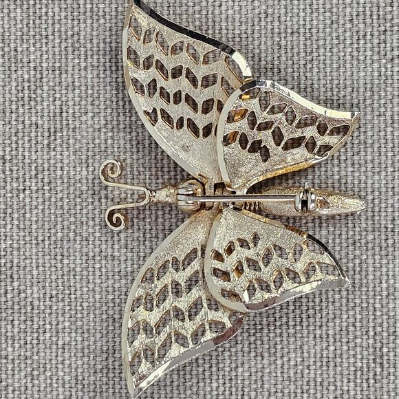 VTG MCM Coro articulated goldtone butterfly pin brooch EUC - Picture 8 of 11